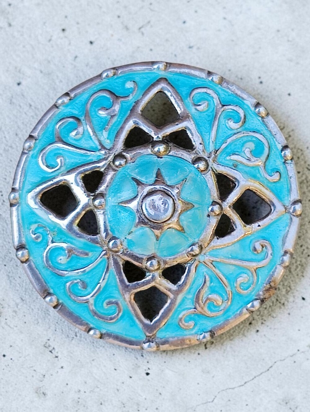 Vintage Sterling Ritchie Iona Enameled Scottish Celtic Brooch
